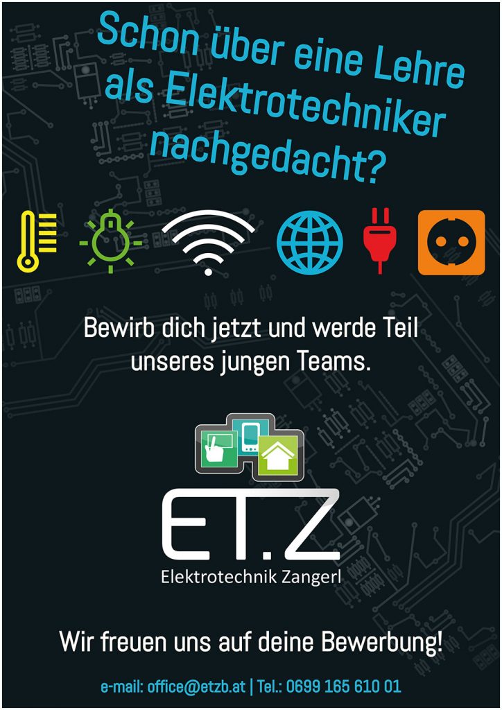 Stellenanzeige für Lehre bei Elektro Technik Zangerl